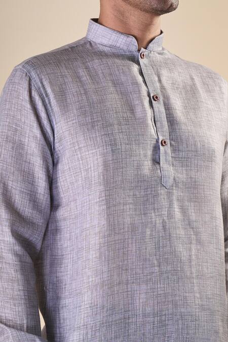 Arihant Rai Sinha Green Cotton Abstract Checks Print Short Kurta at Aza Fashions Arihant Rai Sinha_Green Cotton Abstract Checks Print Short Kurta_at_Aza_Fashions