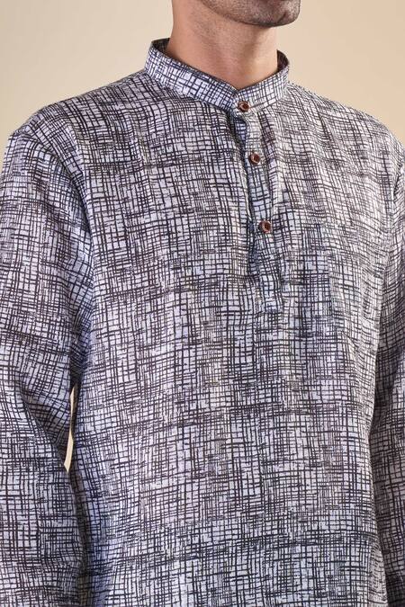 Arihant Rai Sinha Grey Cotton Abstract Print Short Kurta at Aza Fashions Arihant Rai Sinha_Grey Cotton Abstract Print Short Kurta_at_Aza_Fashions