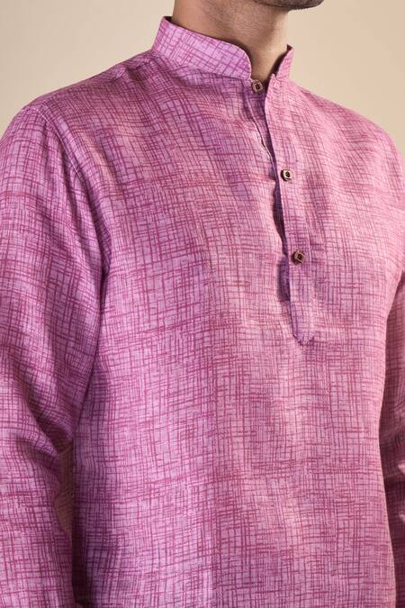 Arihant Rai Sinha Pink Cotton Print Shirt Style Short Kurta at Aza Fashions Arihant Rai Sinha_Pink Cotton Print Shirt Style Short Kurta_at_Aza_Fashions