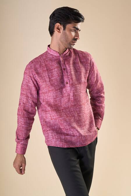 Aryavir Malhotra Abstract Print Shirt Style Short Kurta 