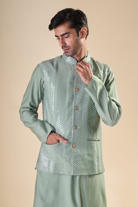 Aryavir Malhotra Sequin Detailed Nehru Jacket 