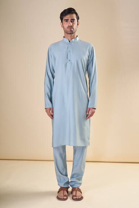 Buy_Arihant Rai Sinha_Blue , Satin Straight Kurta And Pyjama