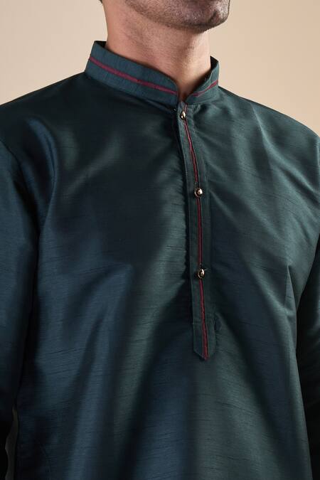 Buy_Arihant Rai Sinha_Green , Satin Front Placket Solid Kurta