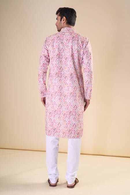 Shop Arihant Rai Sinha Pink Cotton Embroidery Straight Kurta at Aza Fashions Shop_Arihant Rai Sinha_Pink Cotton Embroidery Straight Kurta_at_Aza_Fashions