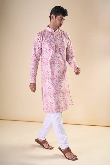 Buy Arihant Rai Sinha Pink Cotton Embroidery Straight Kurta Online at Aza Fashions Buy_Arihant Rai Sinha_Pink Cotton Embroidery Straight Kurta_Online_at_Aza_Fashions