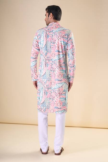 Shop Arihant Rai Sinha Multi Color Cotton Embroidery Abstract Pattern Straight Kurta at Aza Fashions Shop_Arihant Rai Sinha_Multi Color Cotton Embroidery Abstract Pattern Straight Kurta_at_Aza_Fashions