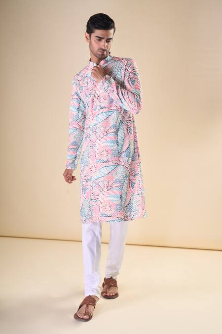 Buy Arihant Rai Sinha Multi Color Cotton Embroidery Abstract Pattern Straight Kurta Online at Aza Fashions Buy_Arihant Rai Sinha_Multi Color Cotton Embroidery Abstract Pattern Straight Kurta_Online_at_Aza_Fashions