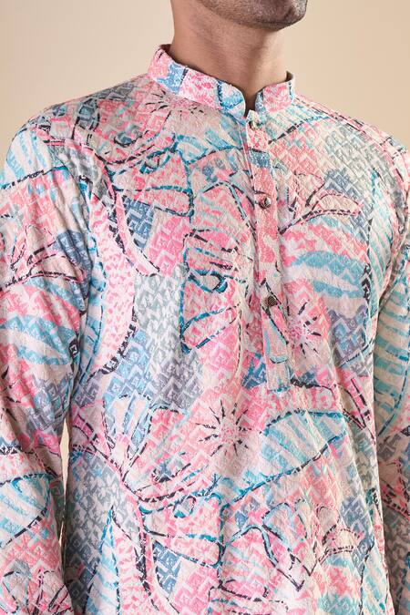 Arihant Rai Sinha Multi Color Cotton Embroidery Abstract Pattern Straight Kurta at Aza Fashions Arihant Rai Sinha_Multi Color Cotton Embroidery Abstract Pattern Straight Kurta_at_Aza_Fashions