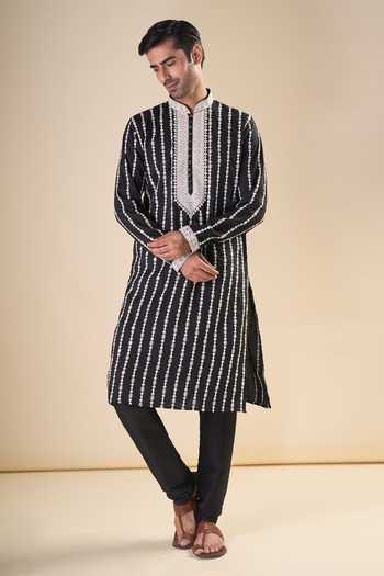 Arihant Rai Sinha Mirror Work Embroidered Straight Kurta With Pyjama 