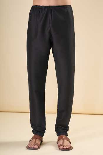 Arihant Rai Sinha_Black Silk Mirrors, Embroidery Work Straight Kurta With Pyjama _at_Aza_Fashions