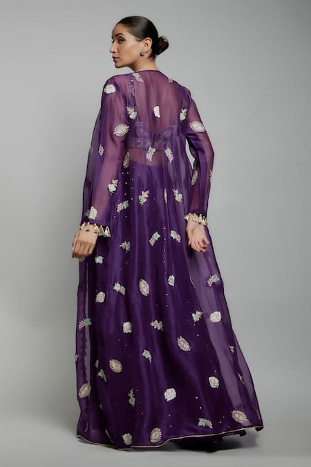 Payal Singhal Floral Butti Hand Embroidered Jacket Sharara Set 