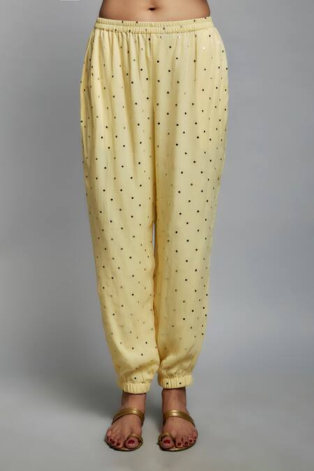 Payal Singhal_Yellow Muslin, Georgette Tassels Flower Vine Hand Embroidered Kurta With Pant _Online_at_Aza_Fashions