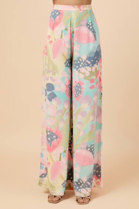 Payal Singhal_Multi Color Crepe Round Neck Euphoria Print Kurta With Pant _Online_at_Aza_Fashions