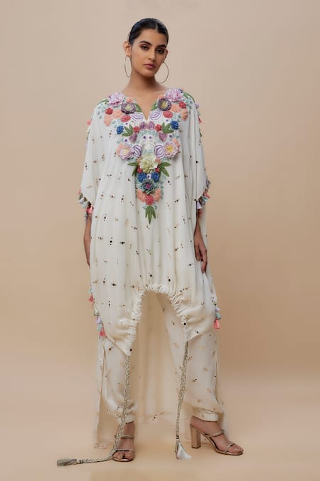 Payal Singhal 3D Floral Embroidered High Low Kurta With Pant 
