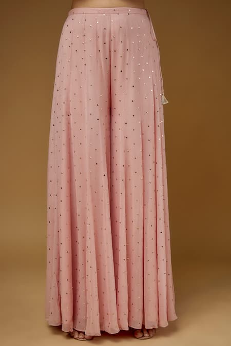 Payal Singhal Pink Georgette, Organza, Muslin Embroidery, Floral Short Kurta And Sharara Set Online at Aza Fashions Payal Singhal_Pink Georgette, Organza, Muslin Embroidery, Floral Short Kurta And Sharara Set _Online_at_Aza_Fashions