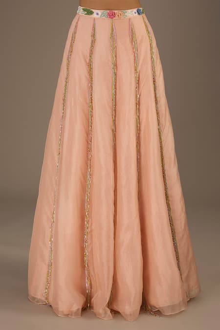 Payal Singhal Pink Organza, Georgette Beads, Embroidery 3d Floral Hand Blouse Lehenga Set Online at Aza Fashions Payal Singhal_Pink Organza, Georgette Beads, Embroidery 3d Floral Hand Blouse Lehenga Set _Online_at_Aza_Fashions