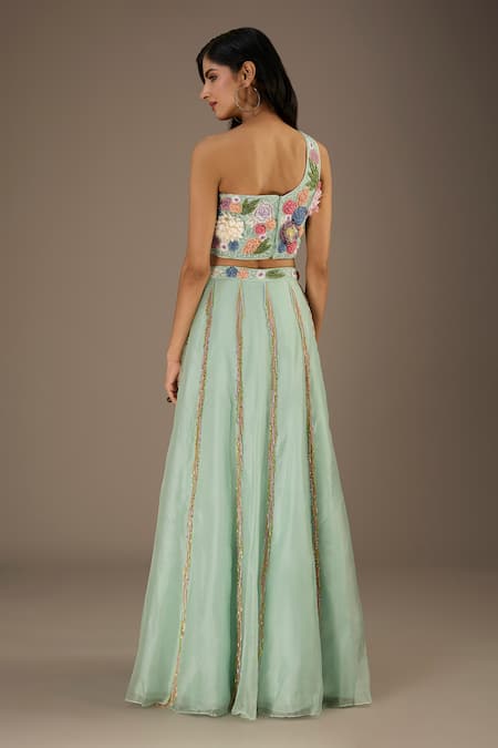 Payal Singhal 3D Flower Hand Embroidered Blouse Lehenga Set 