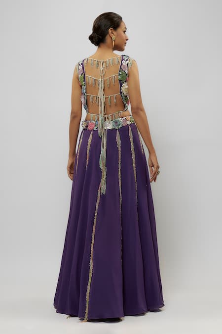 Payal Singhal Floral Bloom Embroidered Blouse Lehenga Set 