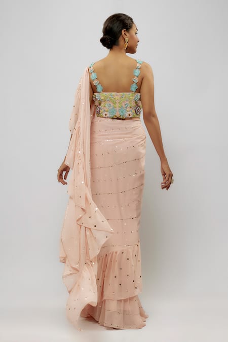Payal Singhal Pre-Draped Embroidered Saree With Blouse 