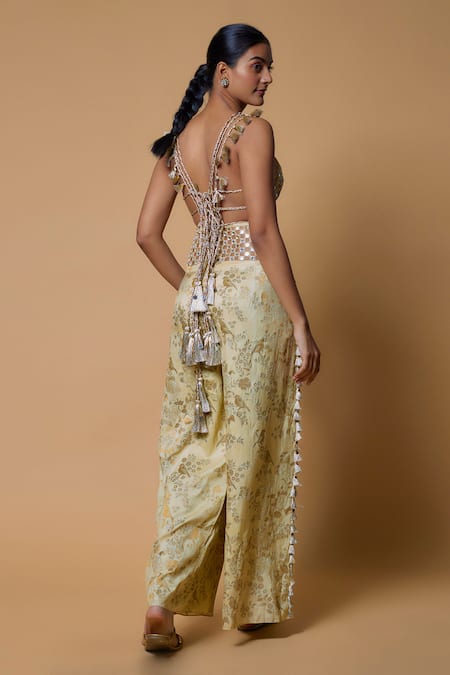 Payal Singhal Sheesh Mahal Embroidered Choli With Brocade Palazzo 