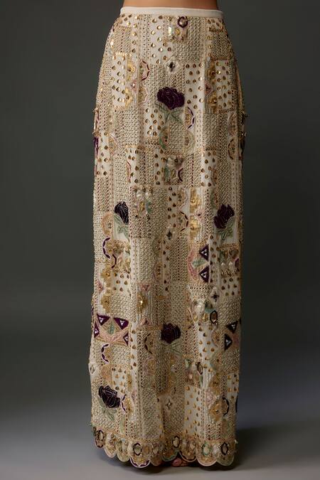 Payal Singhal Off White Georgette, Muslin Sequins, Bahar Shamiyana Embroidered Lehenga Set Online at Aza Fashions Payal Singhal_Off White Georgette, Muslin Sequins, Bahar Shamiyana Embroidered Lehenga Set _Online_at_Aza_Fashions