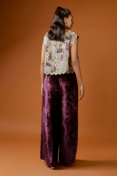 Payal Singhal Padma Embroidered Scallop Jacket & Palazzo Set 