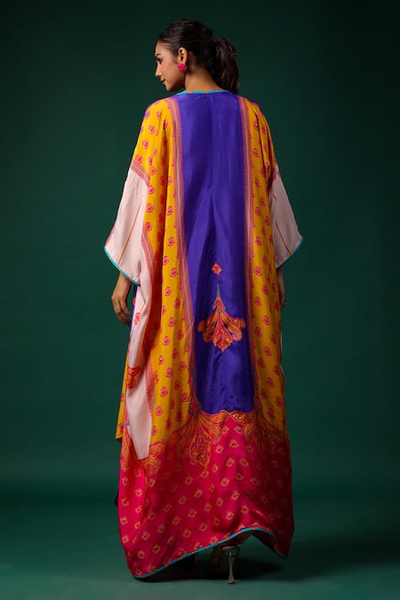 Swati Vijaivargie Neelam Flower Print Dress With Cape 