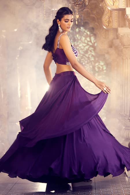 Aariyana Couture Draped Lehenga With Embroidered Blouse 