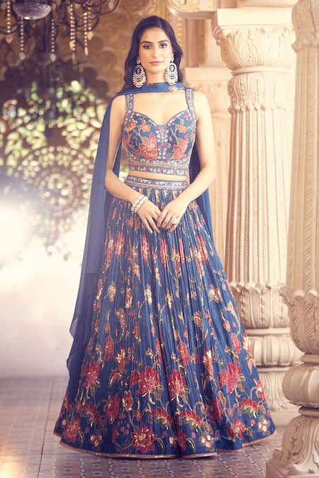 Alaya Advani Floral Print Pleated Lehenga Set 