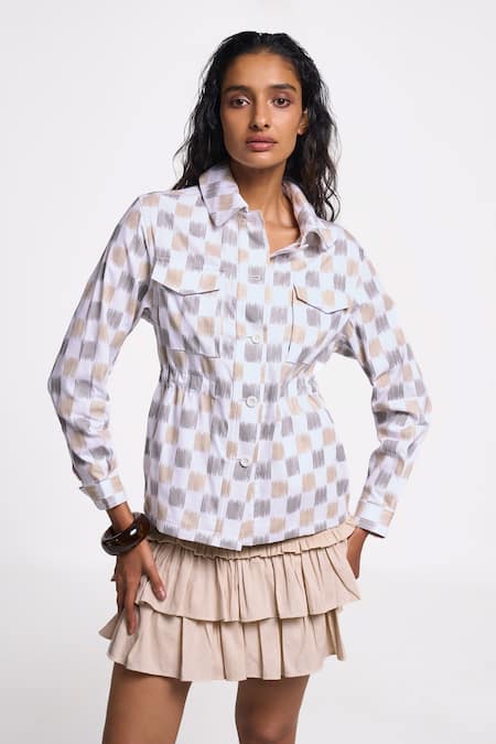 Terra Luna Alya Ikat Check Patterned Shirt 