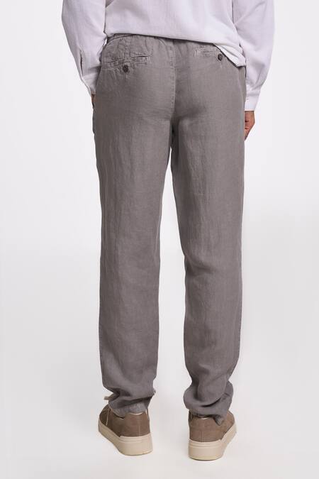 Terra Luna Grey Linen Twill Crux Handloom Cotton Pant Online at Aza Fashions Terra Luna_Grey Linen Twill Crux Handloom Cotton Pant _Online_at_Aza_Fashions