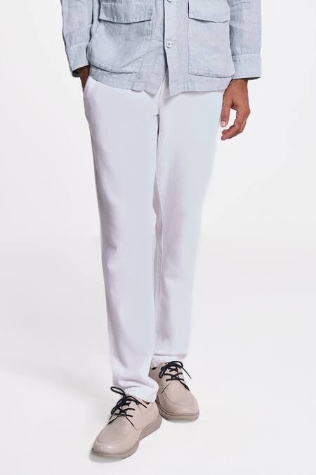 Terra Luna_Blue Handloom Cotton Twill Crux Pant _Online_at_Aza_Fashions