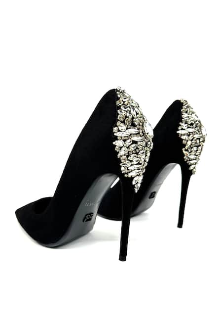 Elleganti_Black Crystals Eternity Pointed Toe Heels _Online_at_Aza_Fashions