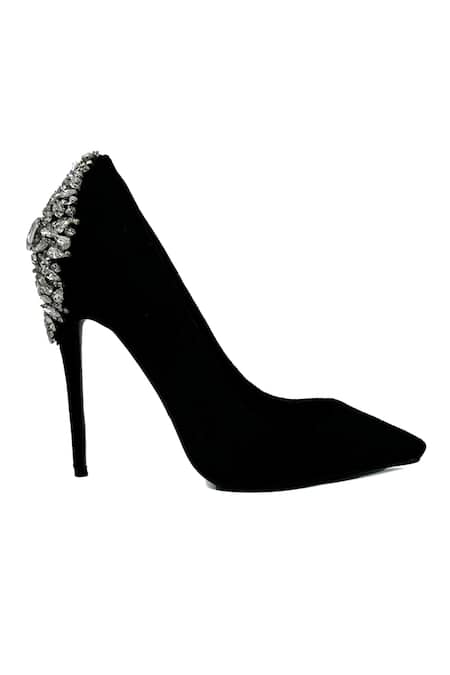 Buy_Elleganti_Black Crystals Eternity Pointed Toe Heels _Online_at_Aza_Fashions