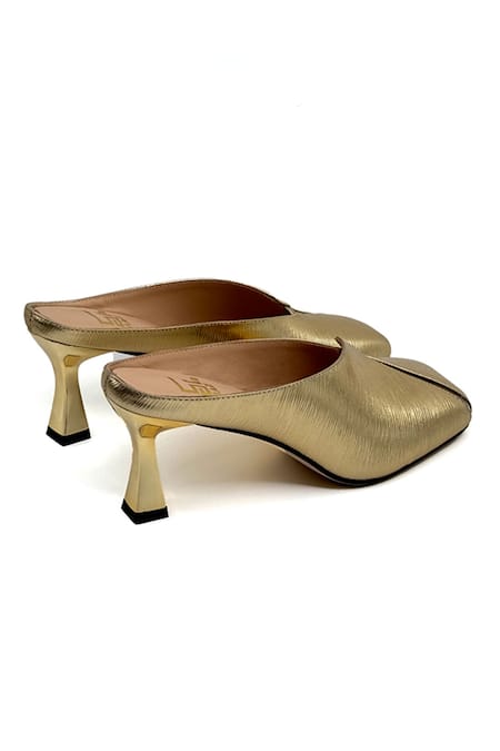 Buy_Elleganti_Gold Malkin Mule Calf Leather Heels _Online_at_Aza_Fashions