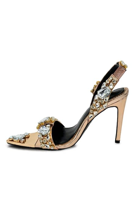 ELLEGANTI Gold Embellished The Naomi Heels 