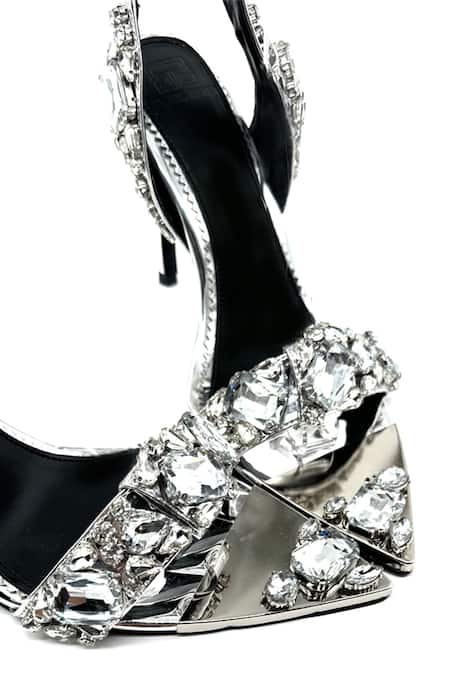 Elleganti_Silver Crystals The Naomi Embellished Heels _Online_at_Aza_Fashions