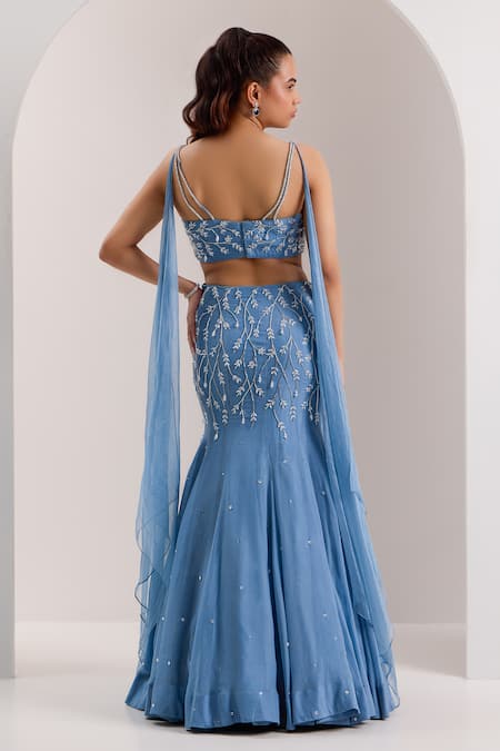 Silky Bindra Nyla Crystal Vine Embellished Mermaid Lehenga With Blouse 
