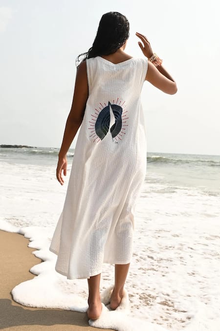 Shop Nirvanaa Eda Patchwork Midi Dress 