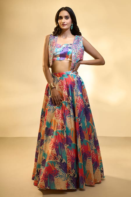 Alaya Advani Tropical Print Lehenga Set With Embroidered Jacket 