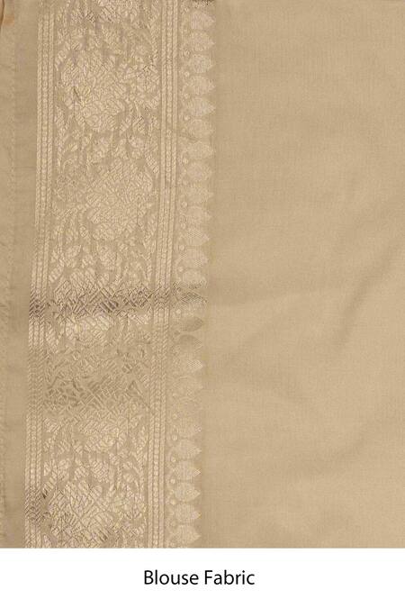 Zal From Benaras_Cream Silk, Kota Doria Zari, Embroidery Woven Saree With Unstitched Blouse Piece_Online_at_Aza_Fashions