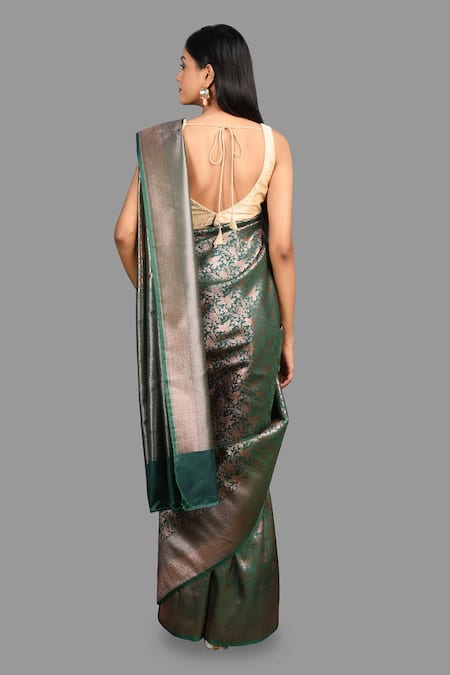 Zal From Benaras Bird Woven Saree With Unstitched Blouse Piece 