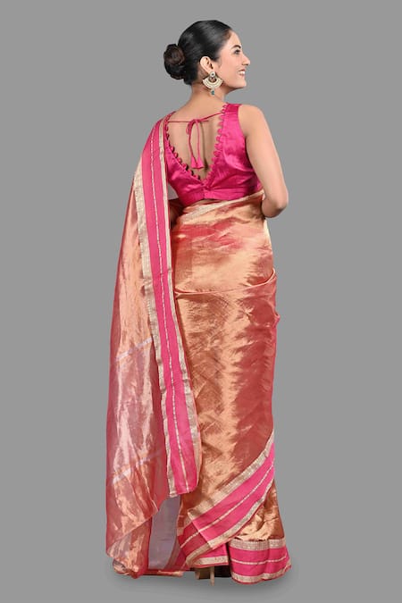 Zal From Benaras Chevron Woven Saree With Unstitched Blouse Piece 