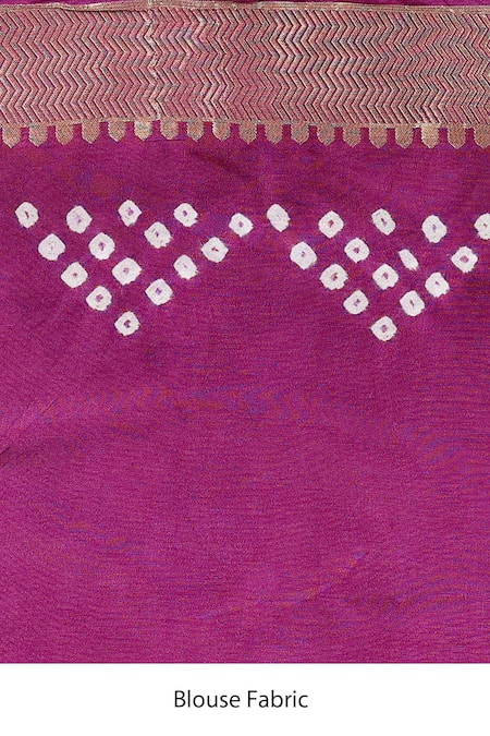 Zal From Benaras Purple Silk Bandhej Pattern Floral Border Saree With Unstitched Blouse Piece Online at Aza Fashions Zal From Benaras_Purple Silk Bandhej Pattern Floral Border Saree With Unstitched Blouse Piece _Online_at_Aza_Fashions