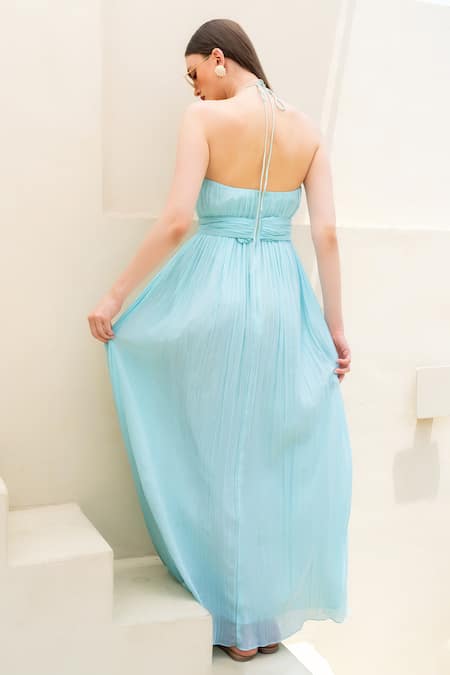 Itsish Aviva Solid Gathered Slit Dress 