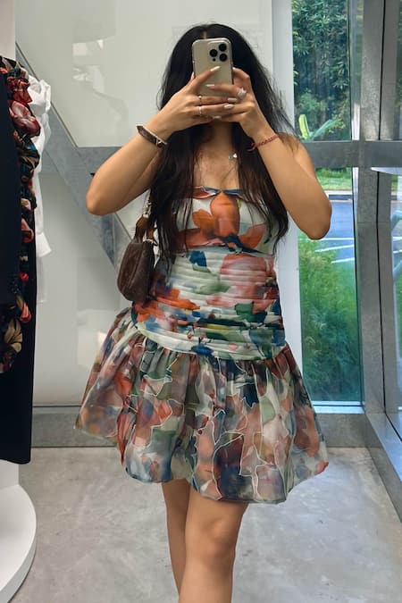 Itsish Daisy Floral Print Ruched Dress 