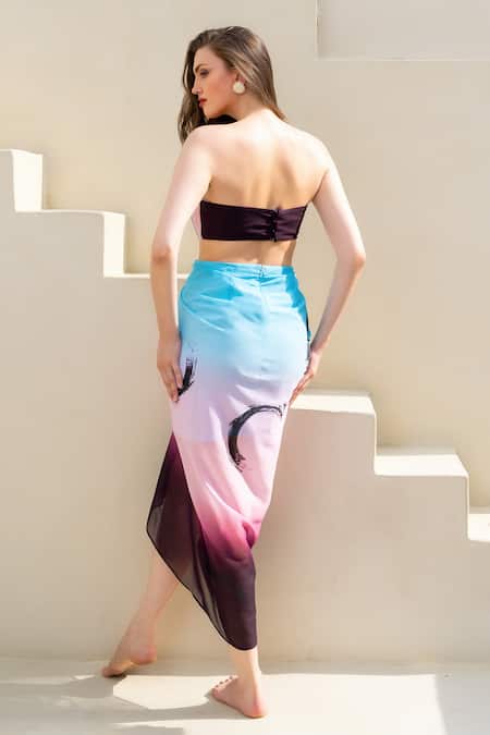 Itsish Feliz Hand Embroidered Ombre Corset Dress 