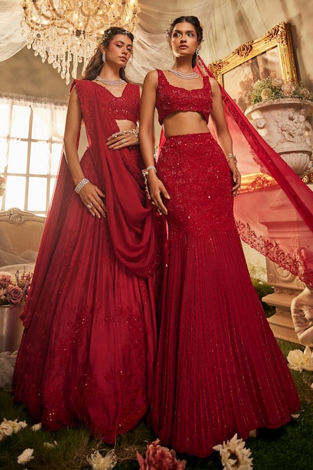 Sunita Bhandari Aglow Embroidered Fishcut Lehenga Set 