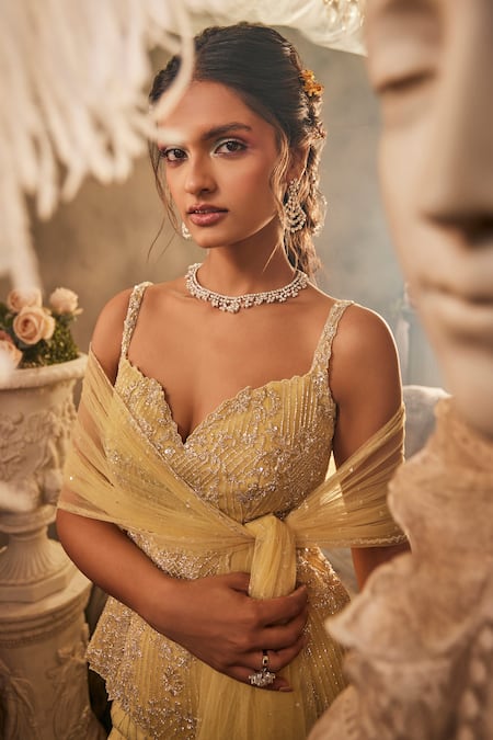 Sunita Bhandari Eclante Embroidered Peplum Top Sharara Set 