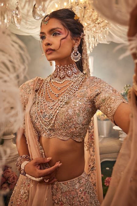Sunita Bhandari Pink Organza, Silk Pearls, Beads, Embroidery Reverie Floral Lehenga Set at Aza Fashions Sunita Bhandari_Pink Organza, Silk Pearls, Beads, Embroidery Reverie Floral Lehenga Set _at_Aza_Fashions